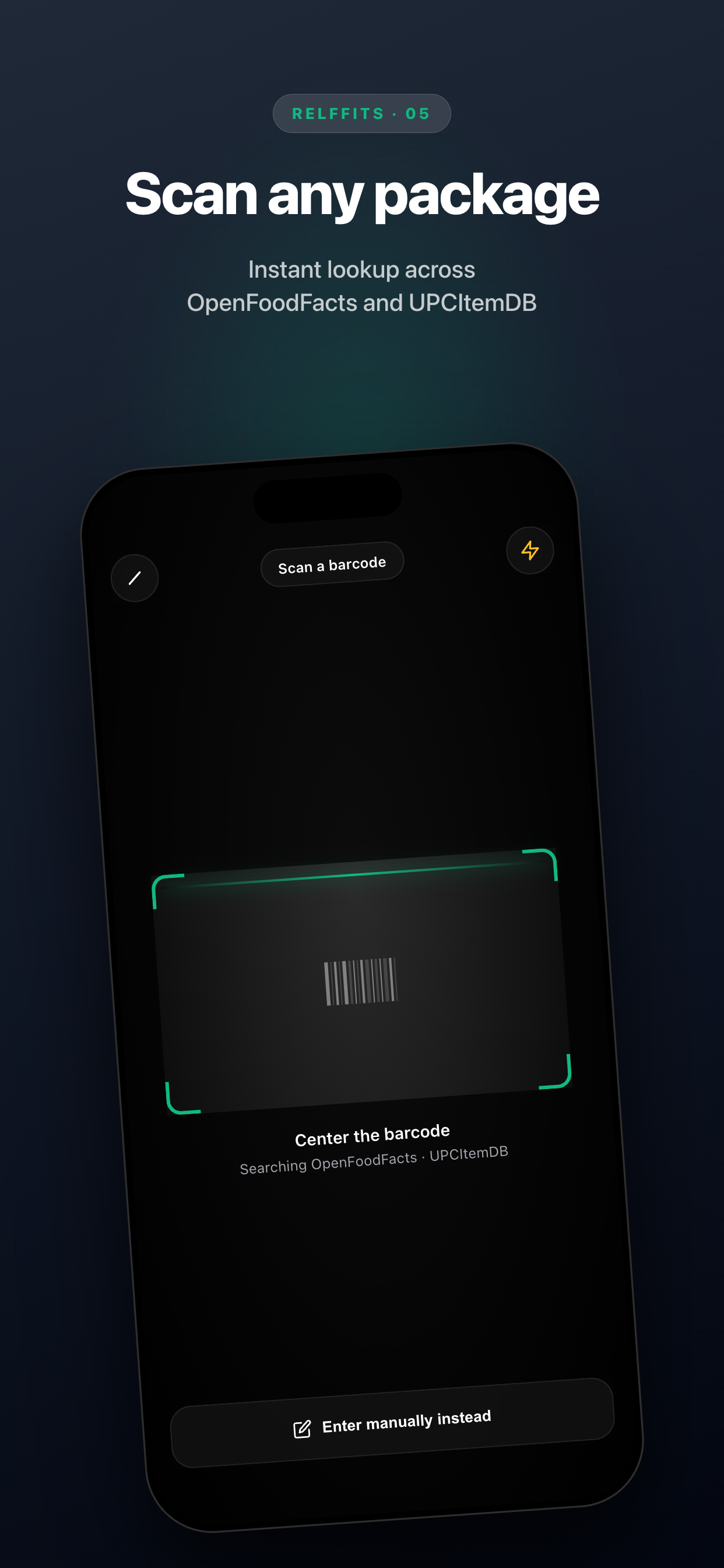 Barcode scanner — instant lookup for packaged foods