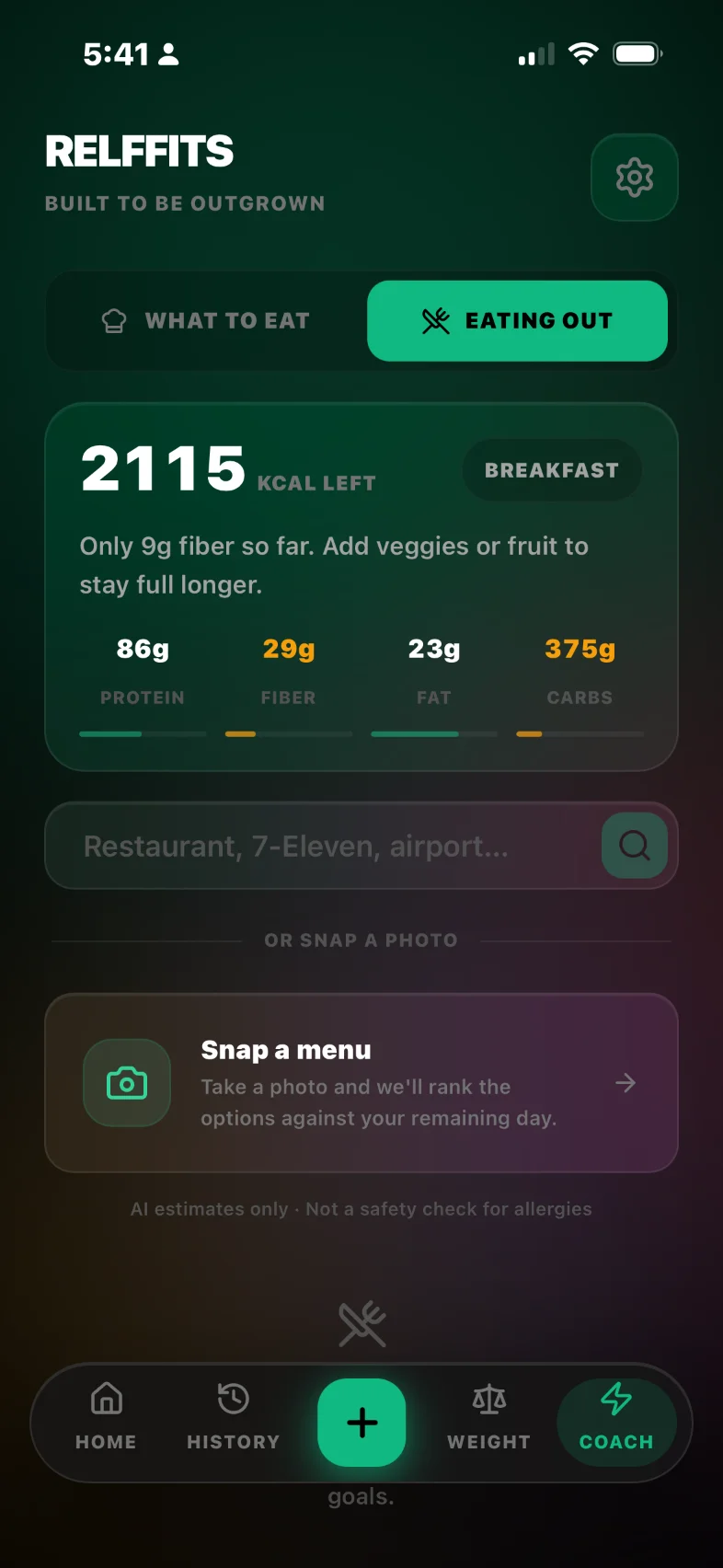 Snap a menu to rank options against your day